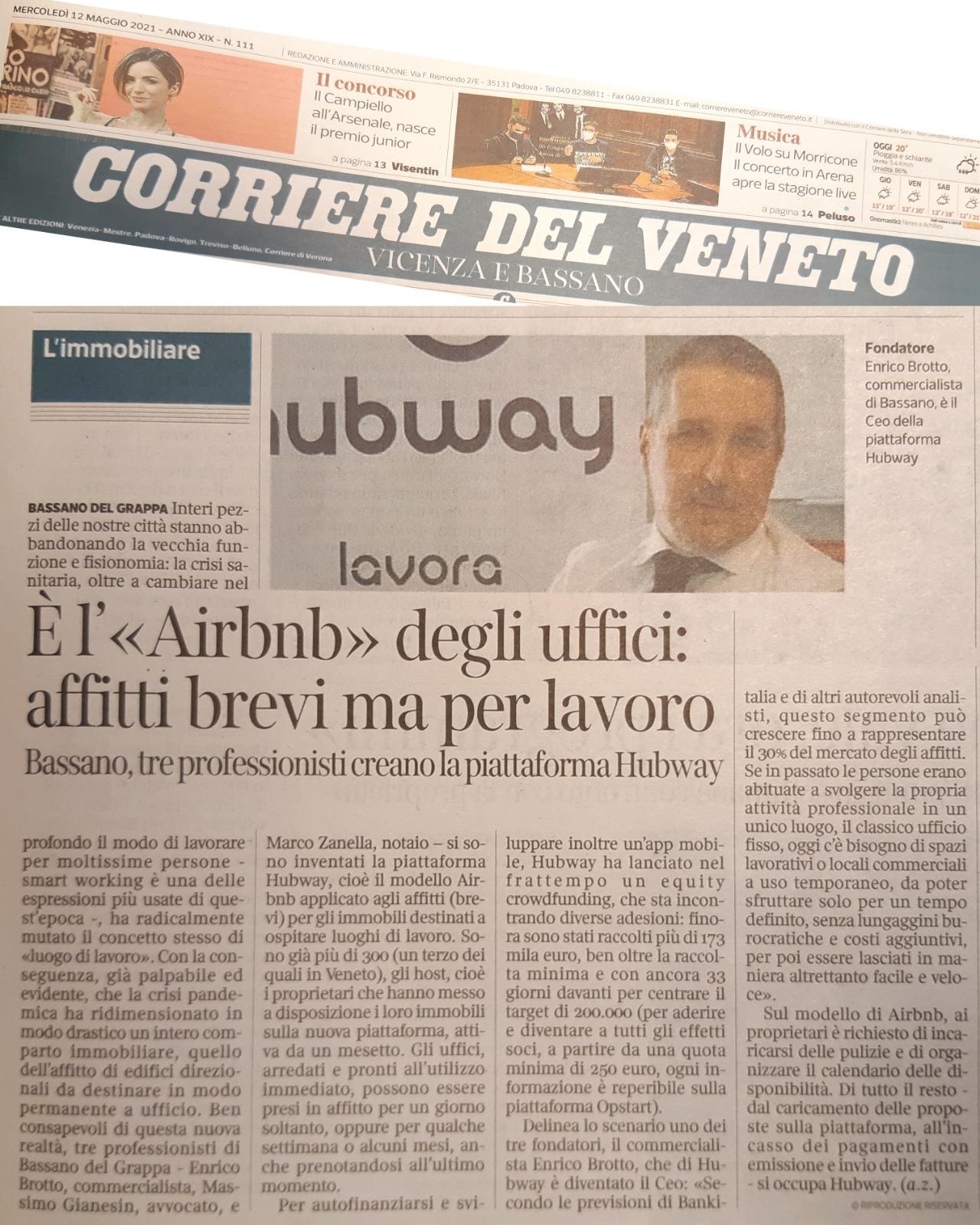 Corriere del Veneto – Hubway maggio 2021